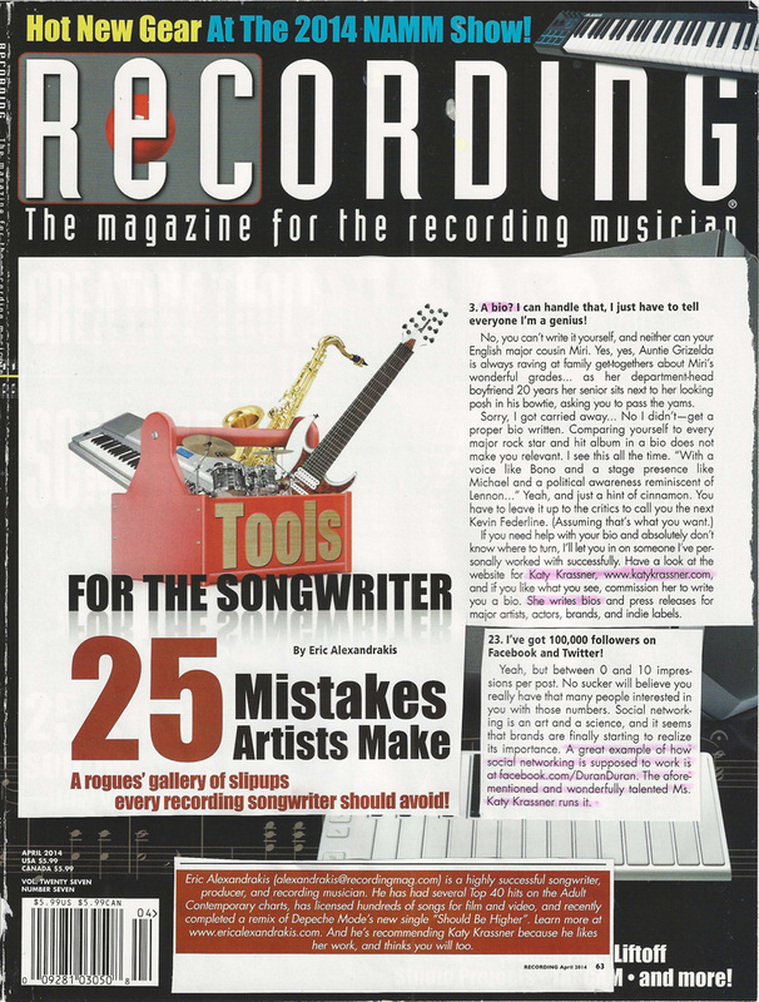 Katy Krassner Recording Magazine